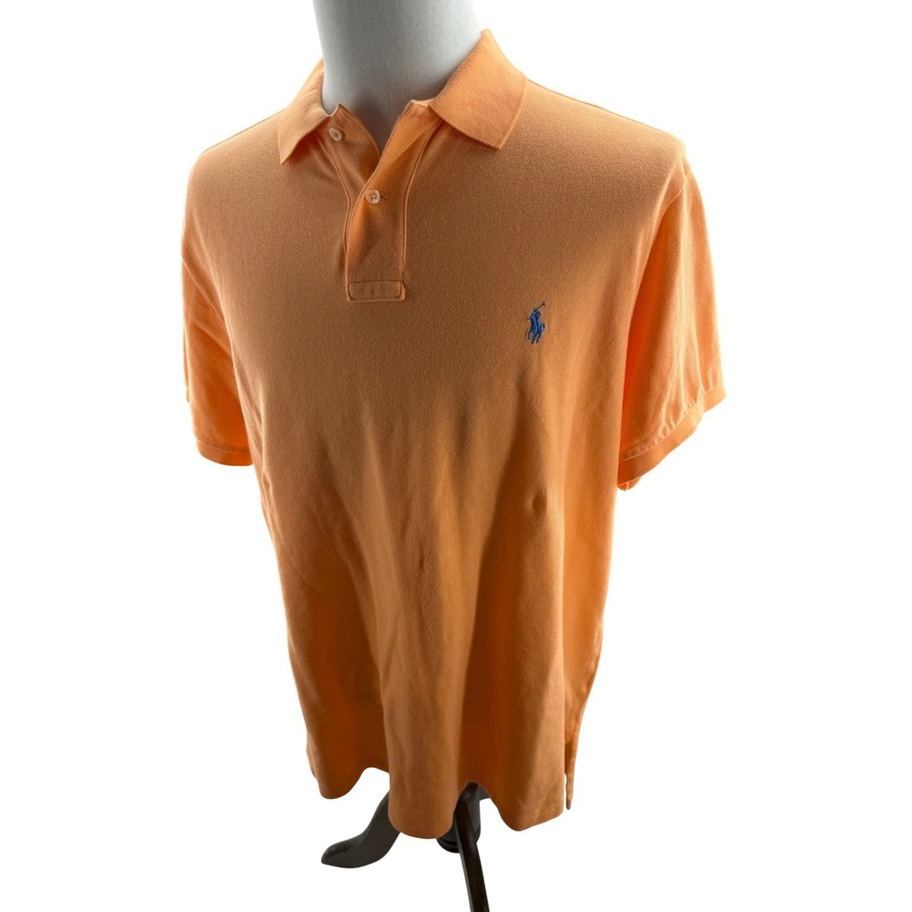 Polo Ralph Lauren Mens Orange Custom Fit Short Sleeve Polo Shirt XL